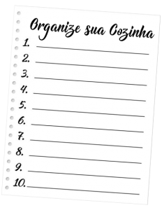 Como organizar uma cozinha - imagem de uma lista numerada com o título "Organize sua cozinha"