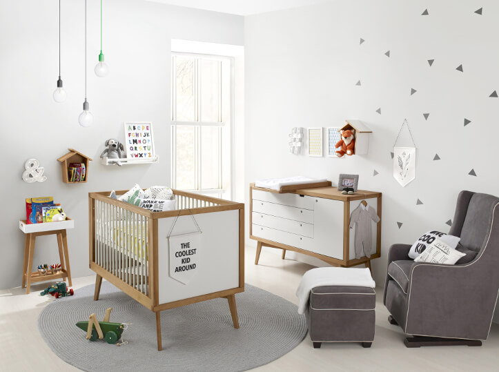 Dormitório de bebe no estilo escandinavo