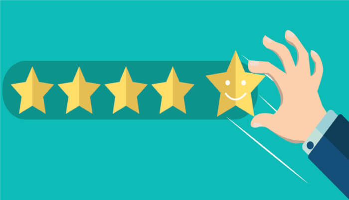 Mercado de Móveis Planejados: Ilustração do cliente promotor dando 5 estrelas