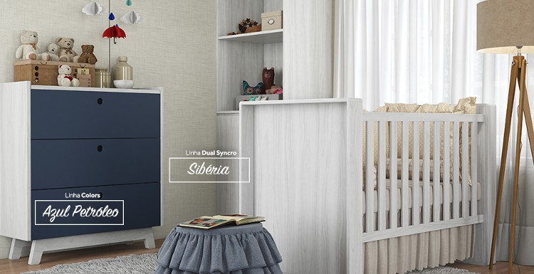 quarto com móvel na cor azul petróleo